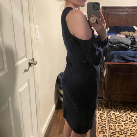 ASOS navy sweater dress open shoulder - Picture 3 of 7